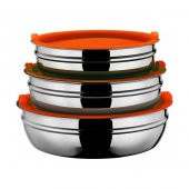 Emsan Saklama Kabı Paslanmaz Çelik 3Lü Kombi Demre Kırmızı - 2