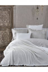 Ecocotton Organik Pamuk Triko Battaniye TEK KİŞİLİK Sedef Gold Simli 160X220 - 2