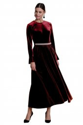 DRESS VELVET Bordo - 1