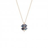 Mistik Topaz Taşlı Yonca Gümüş Kolye Kalp Detaylı Rose Renk thumbnail 3