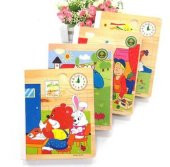 Hamaha Wooden Toys Ahşap Eğitici 5 Li Set Zeka Algı Oyunları Helezon - Puzzle - Saat - Geometrik - 3