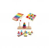 Hamaha Wooden Toys Ahşap Eğitici Geliştirici Oyuncak Seti 4in1 Arada Zeka Oyunları Seti Sayılı - 1