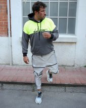 Trair Erkek Yazı Desenli Cepli Kapşonlu Oversize Sweatshirt - 1