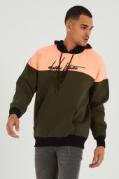 Trair Erkek Yazı Desenli Cepli Kapşonlu Oversize Sweatshirt - 4