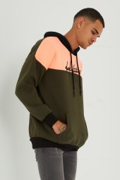 Trair Erkek Yazı Desenli Cepli Kapşonlu Oversize Sweatshirt - 6