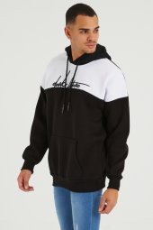 Trair Erkek Yazı Desenli Cepli Kapşonlu Oversize Sweatshirt - 8