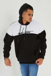Trair Erkek Yazı Desenli Cepli Kapşonlu Oversize Sweatshirt - 11