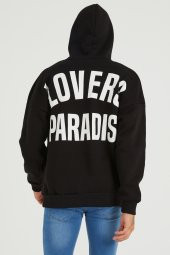 Trair Erkek Siyah Cepli Arka Yazılı Kapşonlu Sweatshirt - 4