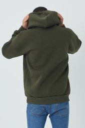 Trair Erkek Önü Yazı Nakışlı Cepli Kapşonlu Sweatshirt - 1