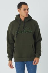 Trair Erkek Önü Yazı Nakışlı Cepli Kapşonlu Sweatshirt - 2