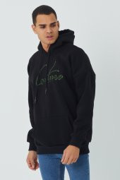 Trair Erkek Önü Yazı Nakışlı Cepli Kapşonlu Sweatshirt - 7