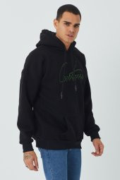Trair Erkek Önü Yazı Nakışlı Cepli Kapşonlu Sweatshirt - 8