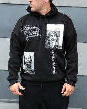 Trair Erkek Joker Baskılı Cepli Kapşonlu Sweatshirt - 3