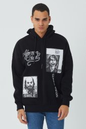 Trair Erkek Joker Baskılı Cepli Kapşonlu Sweatshirt - 4