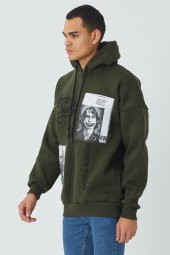 Trair Erkek Joker Baskılı Cepli Kapşonlu Sweatshirt - 7