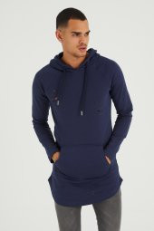Trair Erkek Delikli Cepli Kapşonlu Oversize Sweatshirt - 2