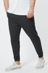 Trair Erkek Siyah Çizgi Desenli Cepli Jogger Eşofman - 3