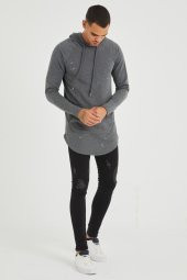 Trair Erkek Delikli Cepli Kapşonlu Oversize Sweatshirt - 7