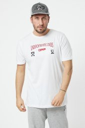 Trair Off Whıte Bısıklet Yaka Nakışlı Baskılı T-Shirt 7238 - 5