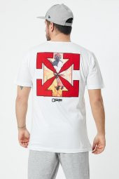 Trair Off Whıte Bısıklet Yaka Nakışlı Baskılı T-Shirt 7238 - 7