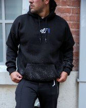 Trair Erkek Siyah Arka Baskılı Cepli Kapşonlu Sweatshirt - 1