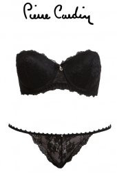 Kadın Balenli Straplez Desteksiz Sütyen Takım Siyah - 1