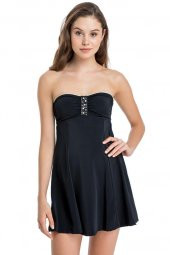 Kadın Siyah Straplez Elbiseli Mayo B0118Y0059 - 1