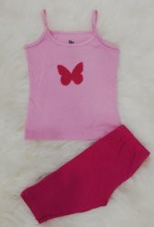 wonder kids kız çocuk ip askı yazlık pijama takımı taytlı - 1