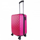 Geniş Kasa PVC 4 Teker Pembe Valiz - 1