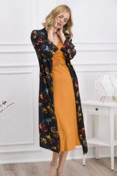 Kadın Lotus Lacivert  Gecelik Sabahlık Takım - 1