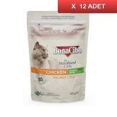 Bonacibo Pouch Tavuklu Kısır Kedi Konservesi 85 gr (12 ADET) - 1