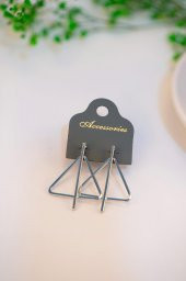 Soobepark Üçgen Figürlü Küpe Gümüş Renk - 1