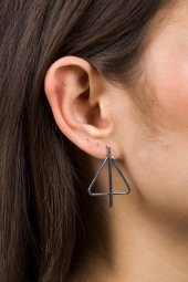 Soobepark Üçgen Figürlü Küpe Gümüş Renk - 2