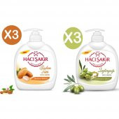 Hacı Şakir Zeytinyağlı + Badem Sütlü Sıvı El Sabunu 6 x 500 Ml - 1