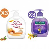 Hacı Şakir Badem + Palmolive Relax Sıvı El Sabunu 6 x 500 Ml - 1