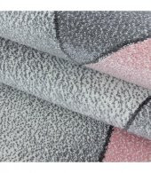 Modern desenli Halı Geometrik tasarım bulanık tonlarda Pembe Gri Beyaz - 5