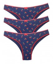 Cottonous/Cottondance Kadın Bikini Dantelli Desenli Külot 3’lü 3KT012 - 1