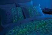 Taç Çift Kişilik Glow Parlayan Saten Nevresim Takımı Crystal Mavi - 3