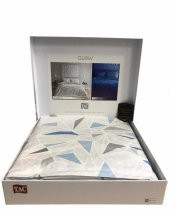 Taç Çift Kişilik Glow Parlayan Saten Nevresim Takımı Crystal Mavi - 4