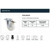 Frenli Dönerli Tablalı Servis Tekeri Polyemid 125 mm Uygur 2 Adet - 2