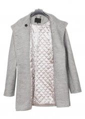 Kaşe Kumaş Reglan Kol Bayan Mont Gri Renk - 3