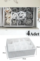 4 Adet 12 Bölmeli Çok Amaçlı Organizer Çekmece Düzenleyici Gri thumbnail 1