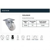 Döner Tablalı Servis Tekeri Polyemid Döner Servis Tekeri 80 mm Uygur 1 Adet thumbnail 2