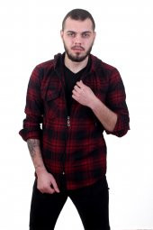 kırmızı siyah slim fit ekoseli oduncu gömleği - 2