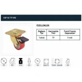 Frenli Döner Tablalı Servis Tekeri Polyemid Döner Servis Tekeri 55 mm Uygur 4 Adet - 2