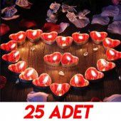 25 Adet Kırmızı Kalpli Mum, Evlilik Teklifi Küçük Tealight Mum - 1