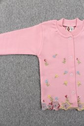 Çiçek İşlemeli Pijama Kız Bebek Takımı (Pembe) - 2