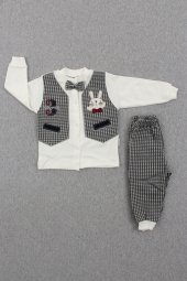 Tavşan Detaylı Erkek Bebek Pijama Takımı (Gri) - 1