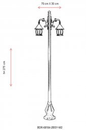 AVONNI BDR-68184-2BSY-M2 Siyah Boyalı Dış Mekan Aydınlatma E27 Çelik Boru ABS Polikarbon Cam 70x30cm - 4
