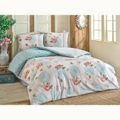 Brielle Nilüfer Ranforce Çift Kişilik Nevresim Takımı Mavi - 2